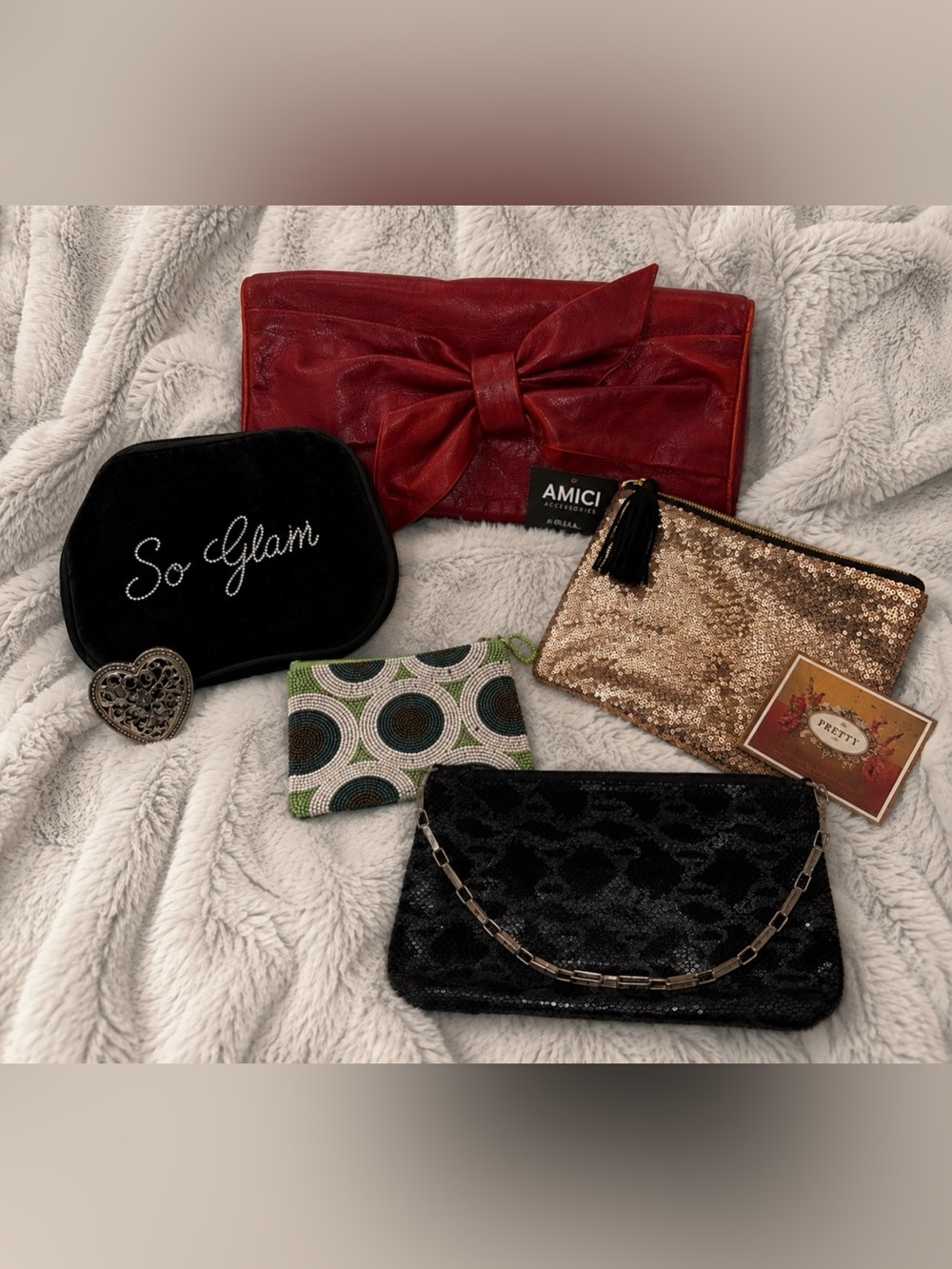 Y2K Glam Clutch & Evening Bag Bundle | Sequin Velvet Beaded Metallic Purses Lot
